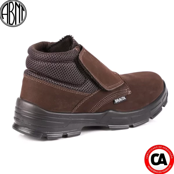 Bota Botina Bracol Fecho De Velcro Masculina Bvn Bico Pvc