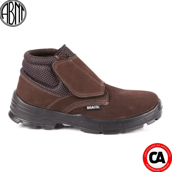 Bota Botina Bracol Fecho De Velcro Masculina Bvn Bico Pvc