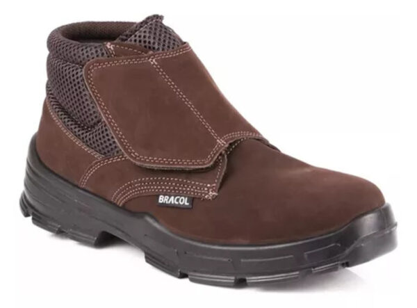 Bota Botina Bracol Fecho De Velcro Masculina Bvn Bico Pvc