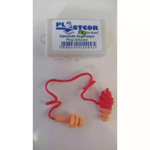 Kit 20 Protetor Auditivo Silicone com Cordão - Protetor Auricular Plastcor