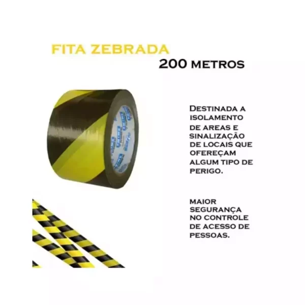 Fita Zebrada Para Sinalização e Segurança com 200 M X 70mm