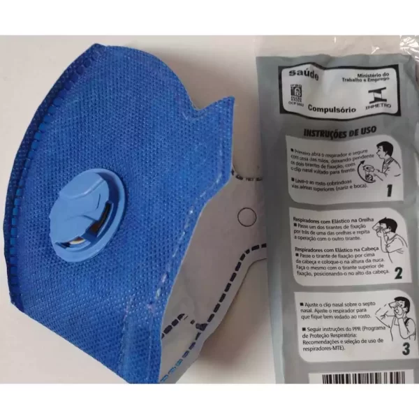 Kit 50un Máscara Respirador PFF2 com Válvula Inmetro Epi
